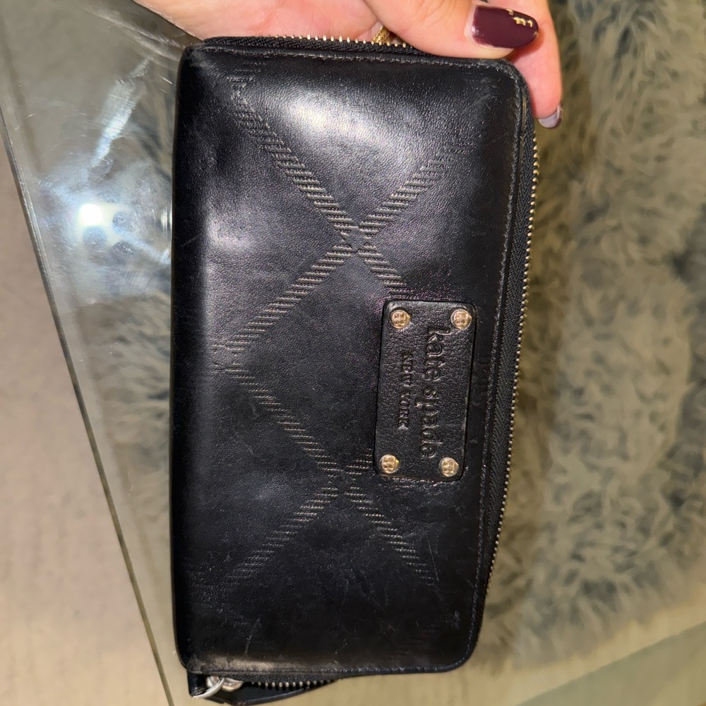 Kate Spade Black Leather Zip Wallet